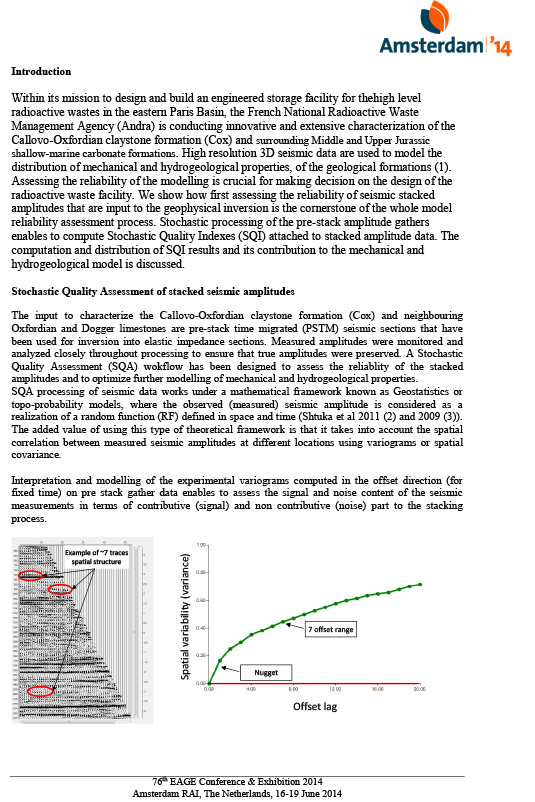 Eage 2014: Consistent Uncertainty Quantification On Seismic Amplitudes